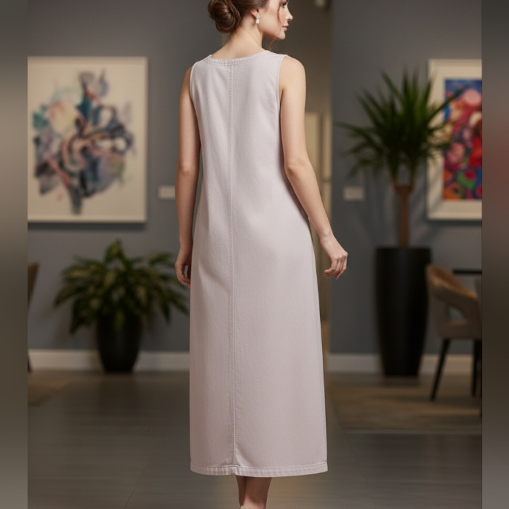 Original Ty wear 90s  Midi Dress Pale Purple Style Tencel Sleeveless Size 10 - Picture 4 of 16